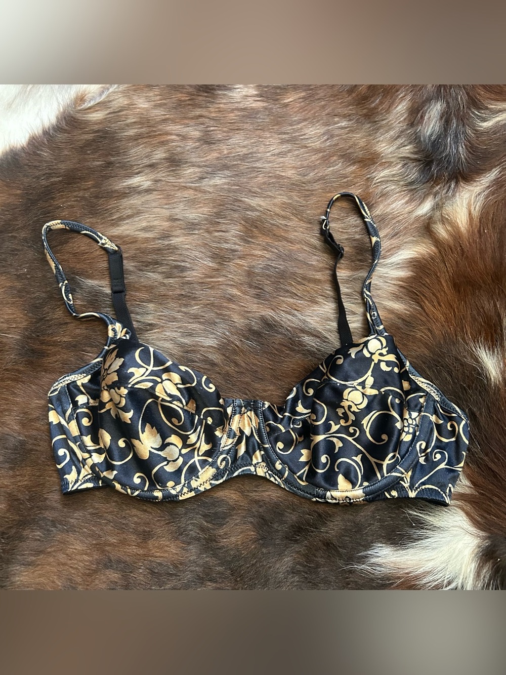 Victoria’s Secret  Black and Gold Floral Underwire Bra